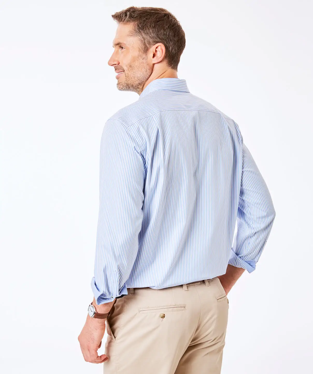 Gazman Easy Care Bengal Stripe Shirt - Blue 6 Gazman Easy Care Bengal Stripe Shirt - Blue - Image 4