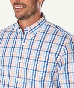 Gazman Tailored Fit Casual Stretch Check Long Sleeve Shirt - Mandarin -Cheap Gazman Store 4 f91ea2de e164 431e ab3b c1414340cc88