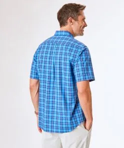 Gazman Easy Care Plaid Short Sleeve Shirt - Cobalt -Cheap Gazman Store 4 ff3a9a40 3f69 4ea1 8e05 582abea6e7a5