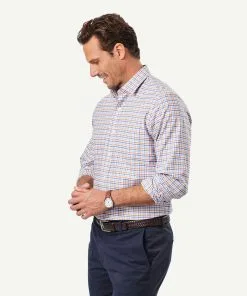 Gazman Easy Care Multi Check Long Sleeve Shirt - Blue -Cheap Gazman Store 5 46069