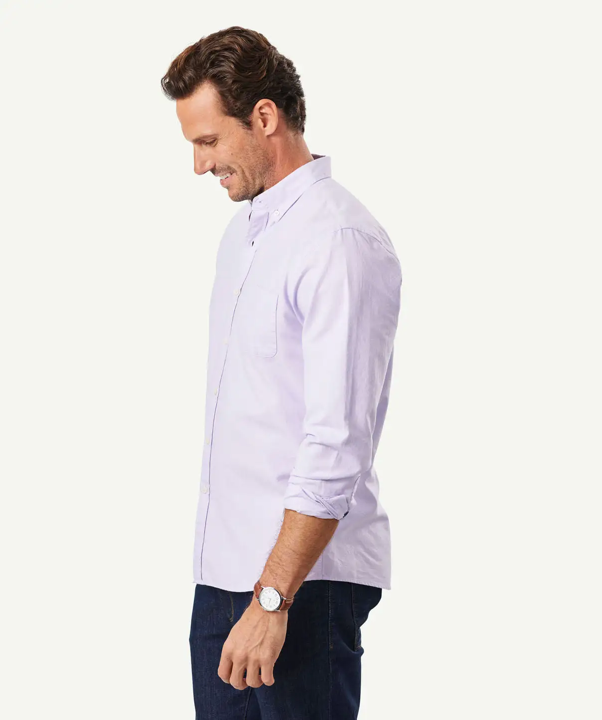 Gazman Tailored Casual Oxford Long Sleeve Shirt - Lilac 7 Gazman Tailored Casual Oxford Long Sleeve Shirt - Lilac - Image 5