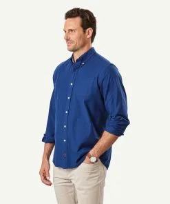 Gazman Plain Casual Oxford Long Sleeve Shirt - French Navy -Cheap Gazman Store 5 46105