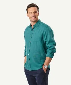 Gazman Pure French Linen Long Sleeve Shirt - Fern -Cheap Gazman Store 5 46115