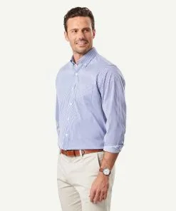 Gazman GAZFLEX Performance Stripe Long Sleeve Shirt - Navy -Cheap Gazman Store 5 46160