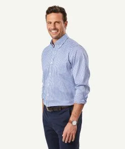 Gazman GAZFLEX Performance Check Long Sleeve Shirt - Navy -Cheap Gazman Store 5 46165