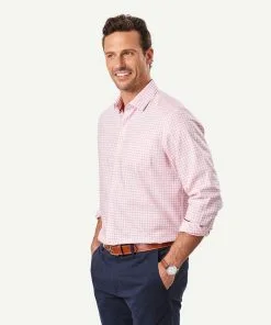 Gazman Non-Iron Twill Check Long Sleeve Shirt - Pink -Cheap Gazman Store 5 46175