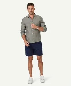 Gazman Tailored Pure French Linen Long Sleeve Shirt - Khaki -Cheap Gazman Store 5 46867