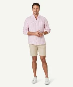 Gazman French Linen Stripe Long Sleeve Shirt - Pink -Cheap Gazman Store 5 47041