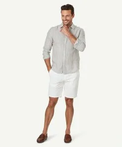 Gazman Tailored French Linen Stripe Long Sleeve Shirt - Sage -Cheap Gazman Store 5 47047