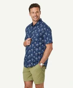 Gazman Casual Island Print Short Sleeve Shirt - Midnight -Cheap Gazman Store 5 47323