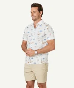 Gazman Tailored Casual Palm Print Short Sleeve Shirt - Ecru 12 Gazman Tailored Casual Palm Print Short Sleeve Shirt - Ecru -Cheap Gazman Store 5 47454