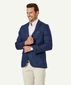 Gazman Linen Herringbone Sports Jacket - Indigo -Cheap Gazman Store 5 47498