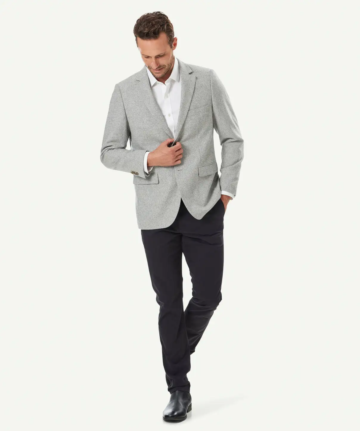 Gazman Wool Blend Houndstooth Sports Jacket - Light Grey 7 Gazman Wool Blend Houndstooth Sports Jacket - Light Grey - Image 5