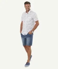 Gazman Tailored Fit Linen Blend Print Short Sleeve Shirt - Dove -Cheap Gazman Store 5 b8b5824e 0b74 4a31 b25e 362b277b82f0