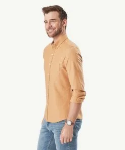 Gazman Tailored Casual Oxford Long Sleeve Shirt - Tobacco -Cheap Gazman Store 6 42790