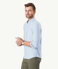 Gazman Tailored Casual Oxford Long Sleeve Shirt - Blue -Cheap Gazman Store 6 42800