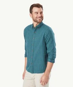 Gazman Casual Double Faced Check Long Sleeve Shirt - Forest -Cheap Gazman Store 6 42807