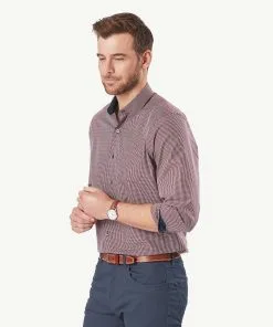 Gazman Easy Care Gingham Long Sleeve Shirt - Wine -Cheap Gazman Store 6 43244
