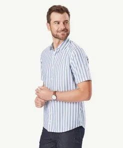Gazman Casual Bold Stripe Short Sleeve Shirt - Navy Melange -Cheap Gazman Store 6 43349