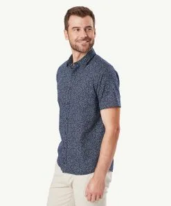 Gazman Casual Floral Print Short Sleeve Shirt - Navy -Cheap Gazman Store 6 43368