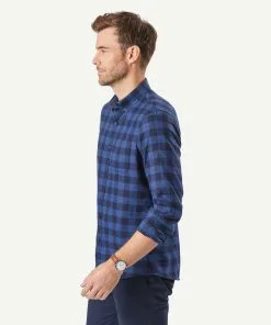 Gazman Tailored Brushed Check Long Sleeve Shirt - Midnight 11 Gazman Tailored Brushed Check Long Sleeve Shirt - Midnight -Cheap Gazman Store 6 44554