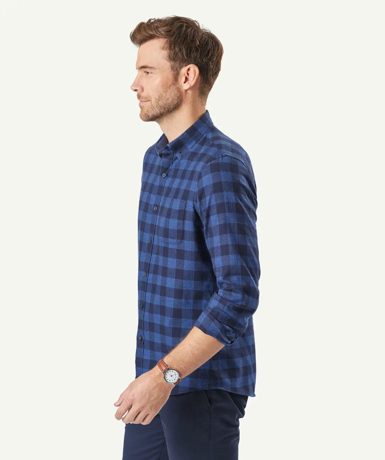 Gazman Tailored Brushed Check Long Sleeve Shirt - Midnight 7 Gazman Tailored Brushed Check Long Sleeve Shirt - Midnight - Image 5
