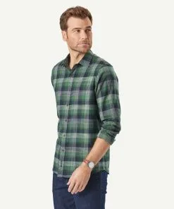 Gazman Brushed Twill Check Long Sleeve Shirt - Forest -Cheap Gazman Store 6 44559