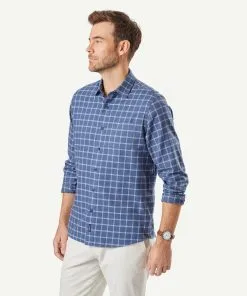 Gazman Brushed Twill Check Long Sleeve Shirt - Slate -Cheap Gazman Store 6 44574