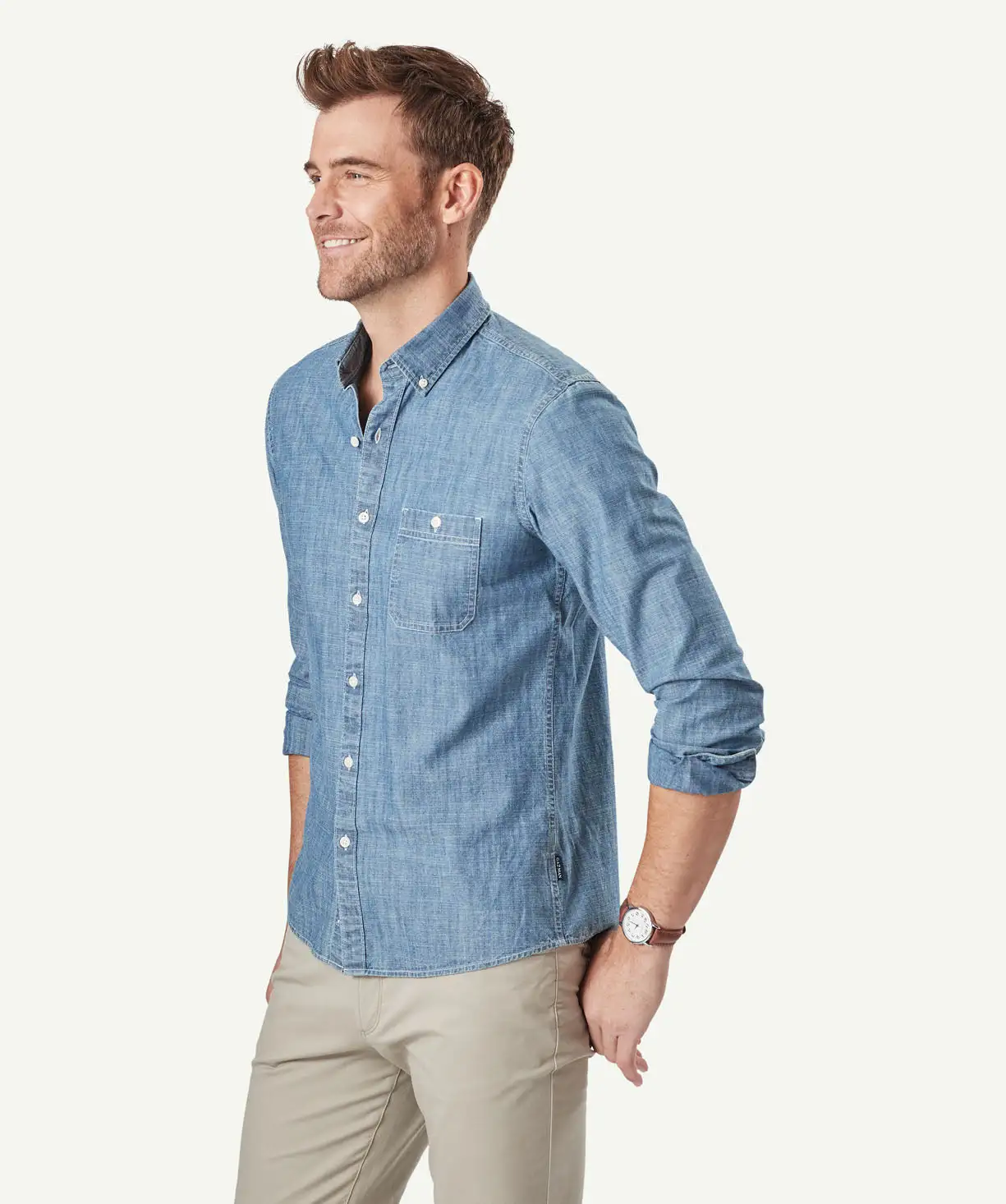 Gazman Tailored Casual Chambray Long Sleeve Shirt - Chambray 7 Gazman Tailored Casual Chambray Long Sleeve Shirt - Chambray - Image 5