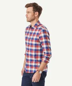 Gazman Tailored Brushed Twill Long Sleeve Shirt - Washed Red -Cheap Gazman Store 6 44615