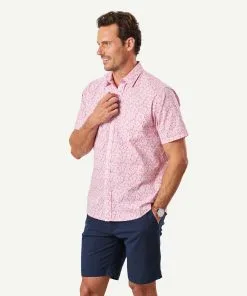 Gazman Casual Leaf Print Short Sleeve Shirt - Washed Red -Cheap Gazman Store 6 46409