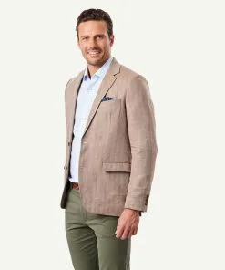 Gazman Linen Herringbone Sports Jacket - Chestnut -Cheap Gazman Store 6 46500