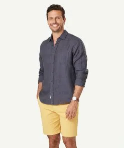 Gazman Pure French Linen Long Sleeve Shirt - Charcoal -Cheap Gazman Store 6 46878