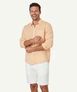 Gazman Pure French Linen Long Sleeve Shirt - Orange -Cheap Gazman Store 6 46903