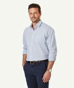 Gazman Easy Care Feather Stripe Long Sleeve Shirt - Navy -Cheap Gazman Store 6 46914