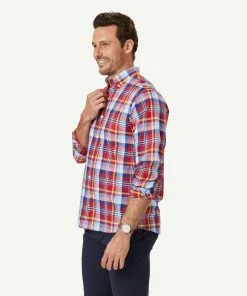 Gazman Casual Slub Check Long Sleeve Shirt - Red -Cheap Gazman Store 6 46935