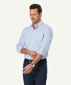 Gazman Easy Care Check Long Sleeve Shirt - Sky Blue -Cheap Gazman Store 6 46961