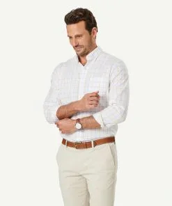 Gazman Easy Care Twill Check Long Sleeve Shirt - White -Cheap Gazman Store 6 46972