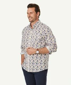 Gazman Casual Floral Print Long Sleeve Shirt - White -Cheap Gazman Store 6 46993