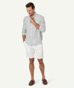 Gazman French Linen Stripe Long Sleeve Shirt - Khaki -Cheap Gazman Store 6 47020