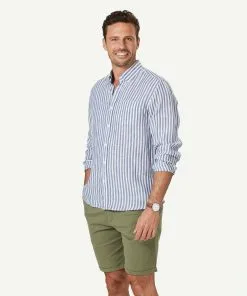 Gazman French Linen Stripe Long Sleeve Shirt - Navy 11 Gazman French Linen Stripe Long Sleeve Shirt - Navy -Cheap Gazman Store 6 47036