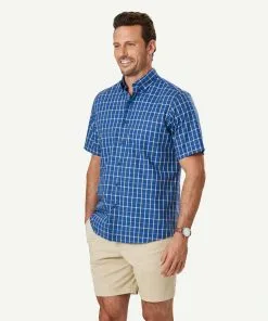 Gazman Easy Care Check Short Sleeve Shirt - Navy -Cheap Gazman Store 6 47313