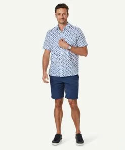 Gazman Linen Blend Turtle Print Short Sleeve Shirt - White -Cheap Gazman Store 6 47346