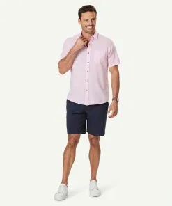Gazman Linen Blend Plain Short Sleeve Shirt - Light Pink -Cheap Gazman Store 6 47373