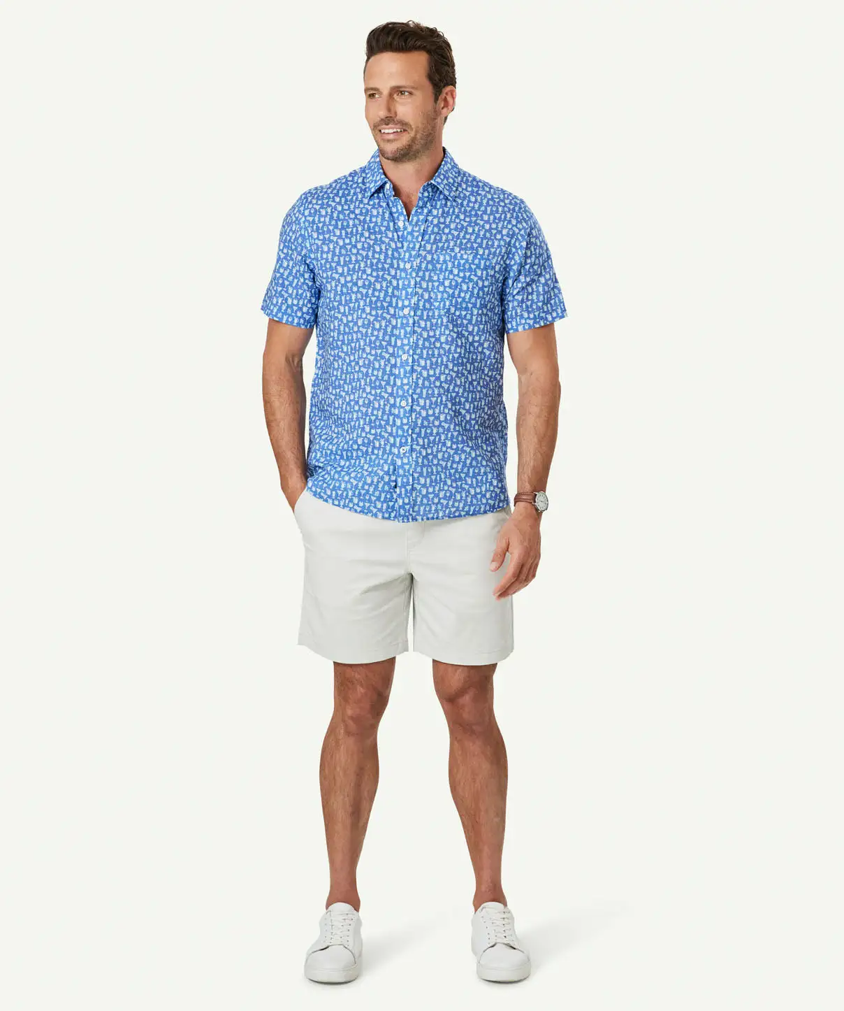 Gazman Linen Blend Cocktail Print Short Sleeve Shirt - French Navy 8 Gazman Linen Blend Cocktail Print Short Sleeve Shirt - French Navy - Image 6