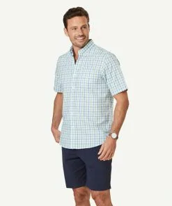 Gazman Easy Care Slub Check Short Sleeve Shirt - Palm -Cheap Gazman Store 6 47413