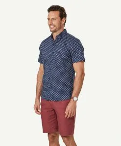 Gazman Tailored Casual Star Print Short Sleeve Shirt - Navy -Cheap Gazman Store 6 47449
