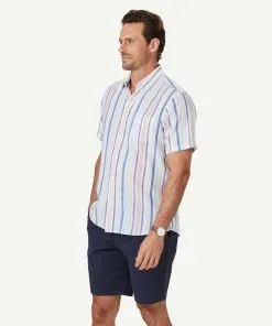 Gazman Linen Blend Variegated Stripe Short Sleeve Shirt - Multi Stripe 11 Gazman Linen Blend Variegated Stripe Short Sleeve Shirt - Multi Stripe -Cheap Gazman Store 6 47460