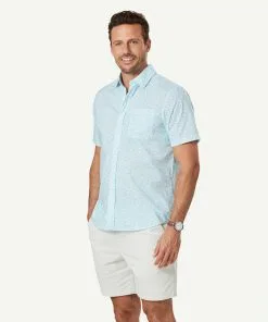 Gazman Casual Coral Print Short Sleeve Shirt - Light Aqua -Cheap Gazman Store 6 47469
