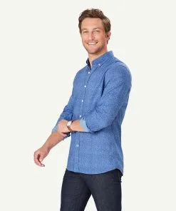 Gazman Tailored Casual Dot Print Long Sleeve Shirt - Dark Blue -Cheap Gazman Store 6 48552